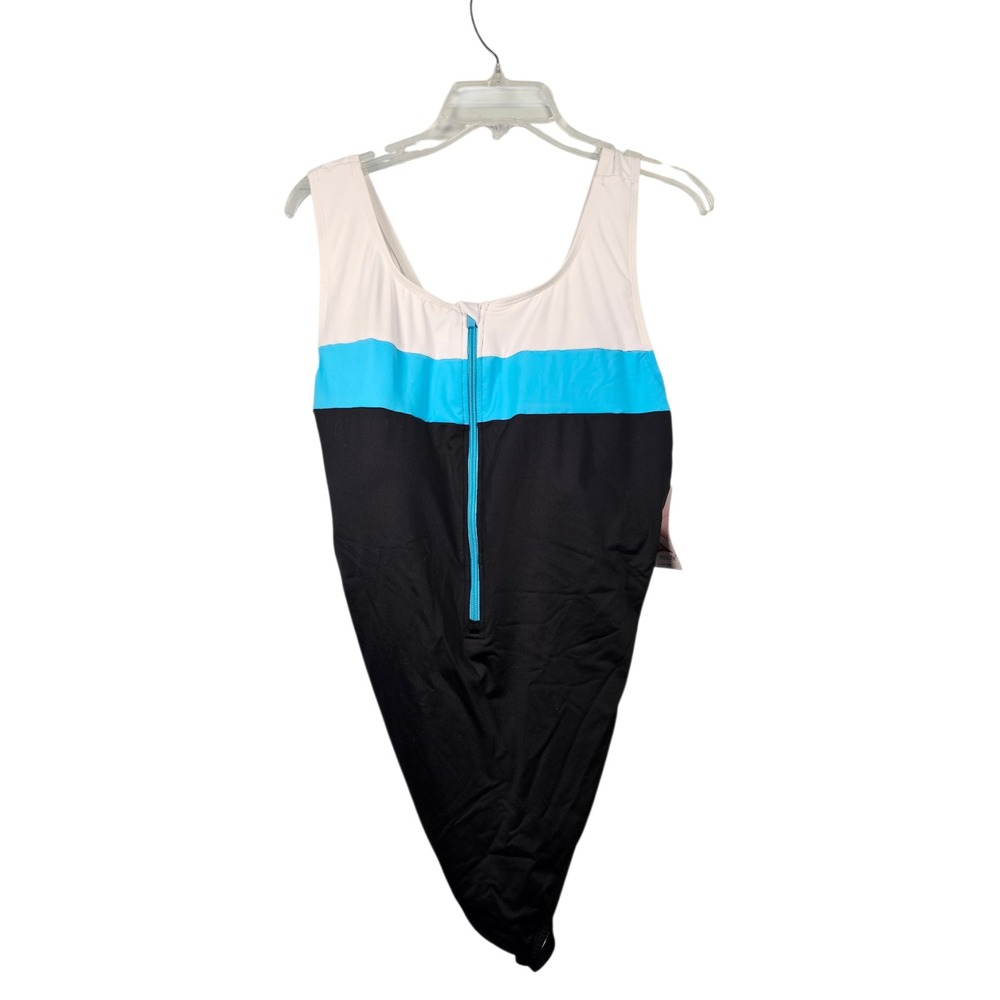 Lands' End One Piece Swimsuit Colorblock Zip Front Women 2X 20W-22W